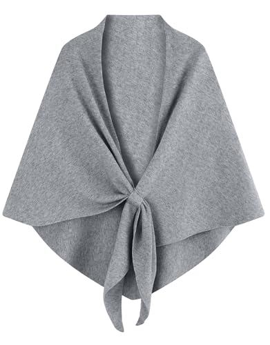VENVSBEE Shawl Wraps For Women Soft Pashimina Cape Knitted Sweater Shawl Scarf Shoulder Wraps for Dresses - color: 05 Grey