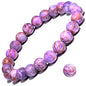 8mm Natural Gemstone Stretch Bracelet, Handmade Unisex Crystal Bracelets for Meditation, Yoga, Spiritual Healing & Positive Energy - color: Purple Turquoise Magnesite