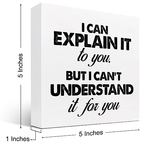 z-crange Funny Wooden Box Sign, I Can Explain It to You but I Can't Understand It for You Humorous Wooden Sign, Wood Box Plaque for Home Farmhouse Desk Shelf Decor - style: I Can Explain