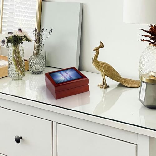 3dRose Meditation Blue Light- Change Your Mind, Change Your Life- Inspirational Jewelry Box 7 x 7 inch with 4 inch tile