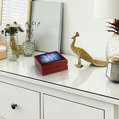 3dRose Meditation Blue Light- Change Your Mind, Change Your Life- Inspirational Jewelry Box 7 x 7 inch with 4 inch tile