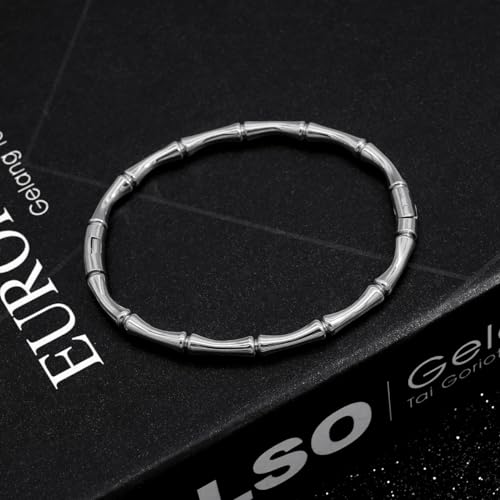 Stainless Steel Bamboo Design Bracelet Titanium Steel Bangle - color: Bamboo Silver