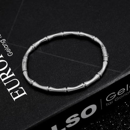 Stainless Steel Bamboo Design Bracelet Titanium Steel Bangle - color: Bamboo Silver