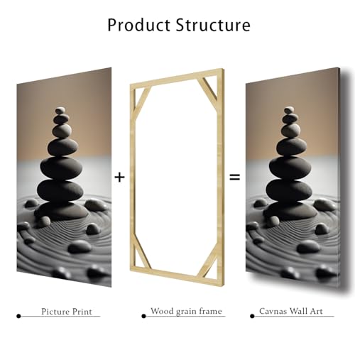 Loitspo Zen Stone Canvas Wall Art, Spirit Canvas Wall Art, Stones Balance Pebbles Stack Picture Print, Zen Stones and Sand Pictures Print Wall Art Decor, Spirit Sand Picture for Yoga (38"x57") - size: 57L"x38W"