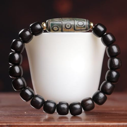 Zen Dear Unisex Natural Ebony Wood Buddhist Prayer Bead Necklace Bracelet Tibetan Prayer Mala Beaded Black - style: 7mmx8mm 19barrel beads