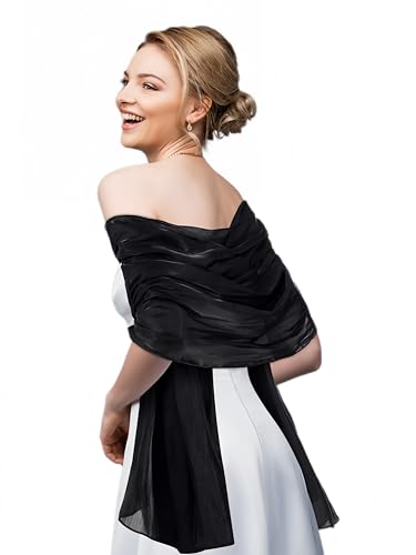 Geyoga Women's Scarf Shawls and Wraps for Evening Dress Fashion Scarf for Wedding Bridesmaid Ramadan Gifts - color: Black