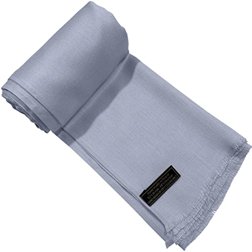 CJ Apparel Solid Color Fringe Design Fringe Shawl Scarf Wrap Stole Throw Head Wrap Pashmina Gift Hand Made in Nepal New - color: Grey Fc1054