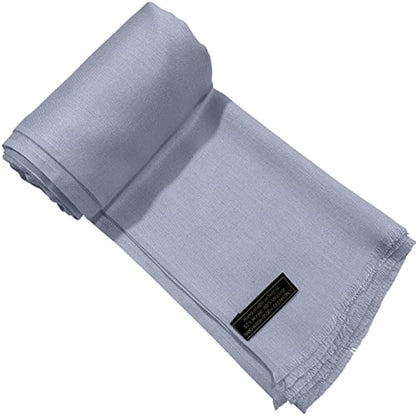 CJ Apparel Solid Color Fringe Design Fringe Shawl Scarf Wrap Stole Throw Head Wrap Pashmina Gift Hand Made in Nepal New - color: Grey Fc1054
