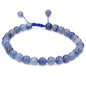 Angelstones Handmade Gemstone 6mm Round Beads Adjustable Braided Macrame Tassels Chakra Reiki Bracelets 7-9 inch Unisex - color: Blue Aventurine