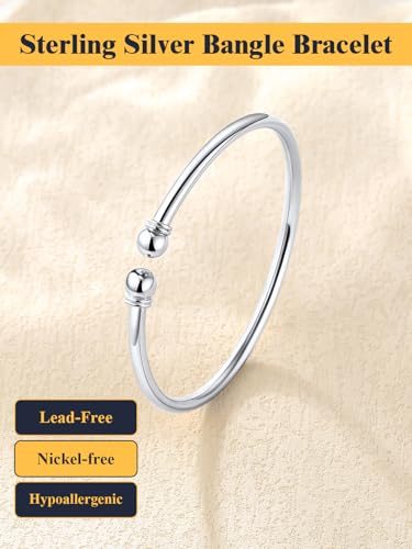 U7 Unisex Simple Cuff Bracelet 18K Real Gold Platinum Plated Fine Bracelets Fashion Jewelry Open Bangle Cuff Bracelets, Twisted or Heart Style - color: C.Simple Cuff-Sterling Silver