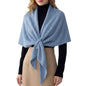 RIIQIICHY Shawl Wrap Women Pashmina Triangle Cape Knit Sweater Scarf for Fall Winter Fashion Accessory - color: Blue