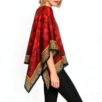 Women's Satin Cover Up Short Poncho Tops Sheer Chiffon Boho Pashmina Shawl Beach Soft Shawl - color: Style12