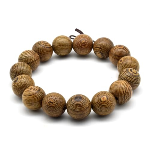 Zen Dear Unisex Natural Wenge Wood Mala Prayer Beads Necklace Bracelet Beads Meditation Buddhist Japa Rosary Mala Bead Yoga - style: 15mm 15 beads