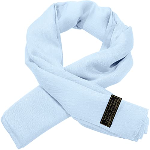 CJ Apparel Light Blue Solid Color Fringe Design Nepalese Shawl Seconds Scarf Wrap Stole Throw Head Wrap Pashmina Gift Hand Made in Nepal New