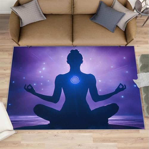Chakra Rug, 5x7 Rug, Yoga Meditation Rugs for Living Room, Purple Spiritual Rugs for Bedroom, Washable Indoor Floor Carpet & Home Decor - color: Chakra#66, size: 5' x 7' (Rectangular)