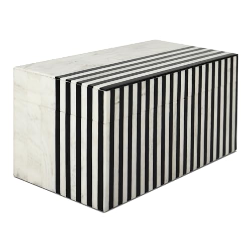 Handicrafts Home Large Decorative Storage Box with Lid – Black White Modern Storage Box, Remote Control Organizer for Coffee Table, Console & Living Room Decor – Mono Lead 12 x 6 x 2 - color: MONO-LEAD, size: 10 x 5 x 5 Inches