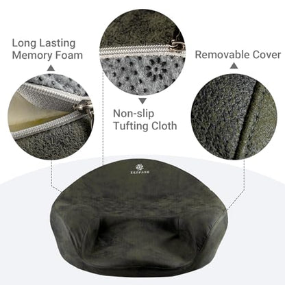 Ergonomic Meditation Cushion/Chair/Seat/Floor Pillow for Home/Office/Studio – Memory Foam, Removable & Washable Cover, Designed for Long Period Meditation Comfort (Dark Green)