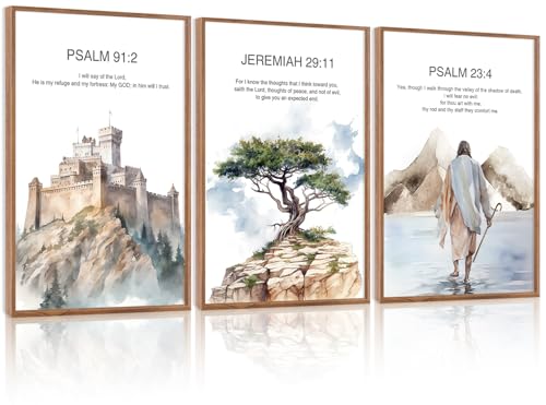 CHDITB Bible Verse Scripture Framed Canvas Wall Art, Watercolor Christian jesus Decor, Psalm And Jeremiah Scripture Prints, Religious Artwork for Church Living Room Bedroom Office 24"x36"x3 - color: Jesus Bible, size: 24"L x 36"W