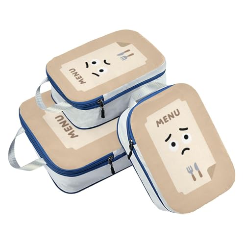 Stackable 3 Set Packing Travel Organizer Polyester Plastic Bags for Clothes, Food Indecision Look (3 Set) - color: Food Indecision Look