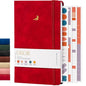 Oriole Vegan Leather Ruled Notebook - Cherry Red | 176 Pages of Thick Lined Paper | Soft Touch Hardcover Journal (5 x 8 in) with Gold Foil Bird Design & Luxury Gift Box - color: Cherry Red