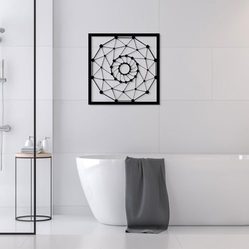 GlintHome Blcak Metal Wall Art – Zen Minimalist 3D Textured Abstract Mechanical Sculpture for Living Room Bathroom Bedroom Home Decor - color: Black-030, size: Small