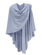 PULI Womens Large Cross Front Poncho Sweater Wrap Topper Knitted Elegant Shawls Cape for Fall Winter - color: 1-dusty Blue