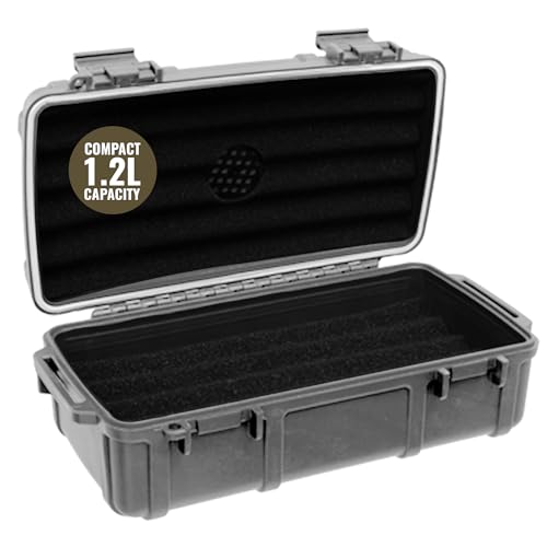 Waterproof Storage Case 1.2 L Capacity – Heavy-Duty Gear Box with Foam, Carabiner & Lanyard – Crushproof, Airtight Outdoor Container for Camping, Hiking, Fishing - color: Dark Gray