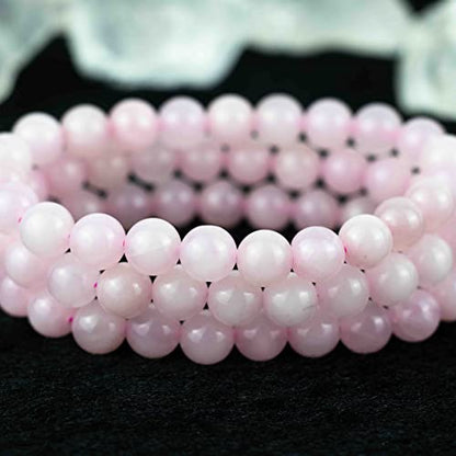 8mm Natural Gemstone Stretch Bracelet, Handmade Unisex Crystal Bracelets for Meditation, Yoga, Spiritual Healing & Positive Energy - color: Rose Quartz