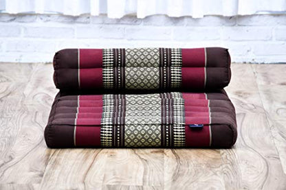 Leewadee Foldable Floor Mattress – 2 in 1 Floor Meditation Mat for Yoga and Relaxation, Seating Futon with Kapok - color: Sf19 - Red, Brown