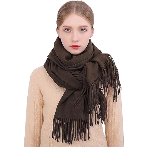 RIIQIICHY Winter Scarfs for Women Pashmina Shawls Wraps for Evening Dresses Large Warm Soft Scarves - color: Coffee