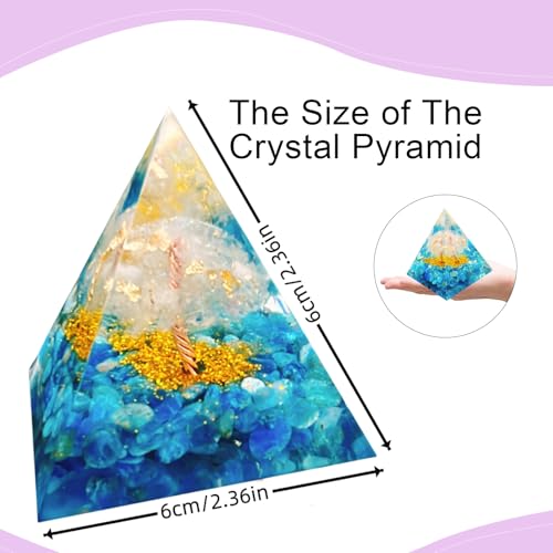 Tree of Life Orgone Pyramid,Natural White Quartz&Apatite Orgonite Healing Crystal Pyramid,Crystal Stone Positive Reiki Energy Generator Collection Wealth Lucky Meditation Tool(6cm) - color: White1