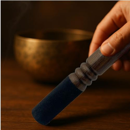 Tibetan Singing Bowl Mallet Suede Wooden Striker Leather Wrapped Meditation Mallet Sound Bowl Stick Buddha Musical Instruments for Buddhist Meditation Yoga Chime (Black and Brown) (1)