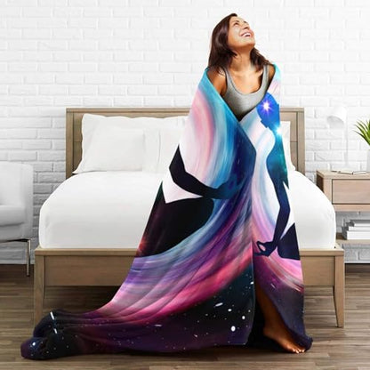 Space Meditation with Glowing Chakras Premium Flannel Blanket - Lightweight Throw for Bed & Sofa, Double-Sided Geometric Print50 X40 - size: 50"x40"