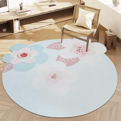 ABREEZE Irregular Large Flower Meditation Mat Non Slip Round Pilates Yoga Mat Natural Rubber with Sueded Surface Exercise Mat - color: Blue, size: 47x47inch