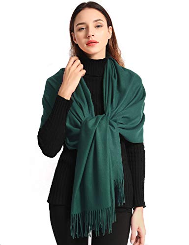 Pashmina Shawl Women Winter Scarf Warm Wedding Wraps Ladies Scarves for Evening Dresses - color: Dark Green