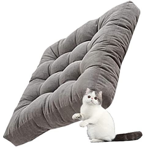 Square Meditation Pillow for Seating on Floor,Solid Thicken Futon Pillow Seat Floor Cushion for Yoga Corduroy Chair Pad (Gray 55cm/22in(Set of 1)) - color: Gray, size: 55cm/22in(Set of 1)