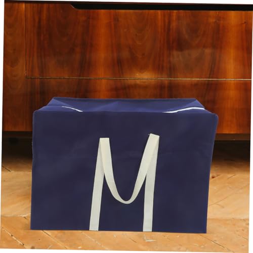 2Pcs Large Capacity Storage Bag with Handles Multi-use Non-woven Fabric Luggage and Travel Bags for Clothing Quilts and Daily Essentials Navy Blue