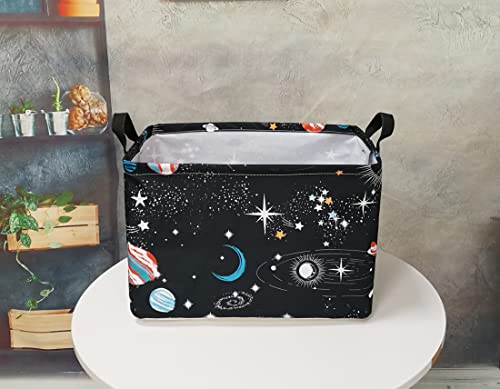 Storage Basket Home Shelf Basket Kids Organizer Box Clothes Laundry Hamper Nursery Bin Gift Laundry Basket with Handles for Home (Black Planet) - color: Black Planet