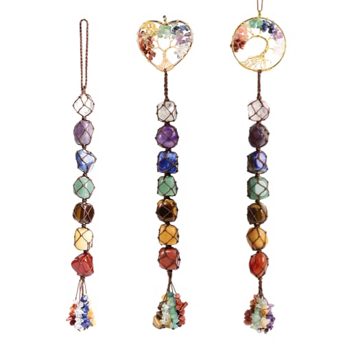 Anjiucc 7 Chakra Stone Healing Crystal Tree of Life Wall Hanging Home Interior Decoration，Window Decoration，Yoga Meditation - color: B-style 3