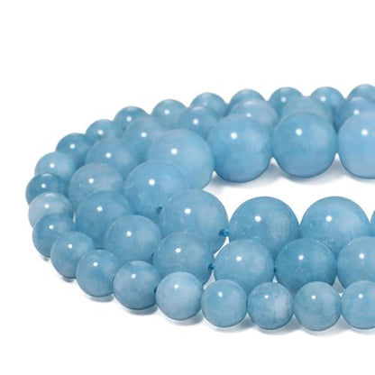 60pcs 6mm Natural Stone Beads Blue Chalcedony Beads Crystal Gemstone for Jewelry Making, DIY Bracelet Necklace - color: Blue Chalcedony, size: 6mm