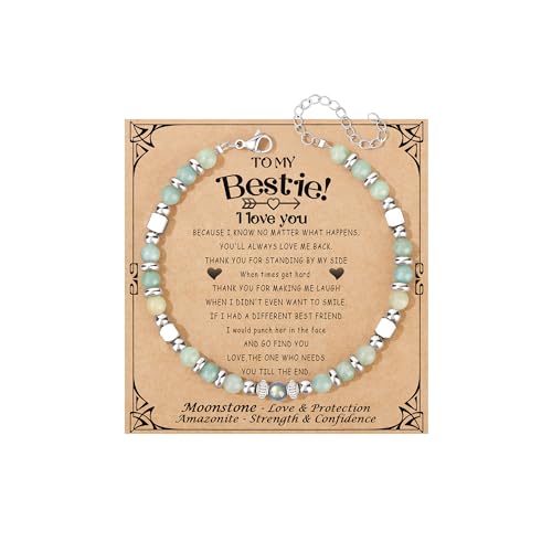 JoycuFF 𝗚𝗶𝗳𝘁𝘀 𝗳𝗼𝗿 𝗪𝗼𝗺𝗲𝗻 𝗠𝗼𝗼𝗻𝘀𝘁𝗼𝗻𝗲 𝗕𝗿𝗮𝗰𝗲𝗹𝗲𝘁 Amazonite Colorful Imperial Jasper Stainless Steel Beads Bracelets, Graduation Christmas Valentines Mothers Day Birthday Gifts - style: Bestie Gifts-Because I Know...-Amazonite