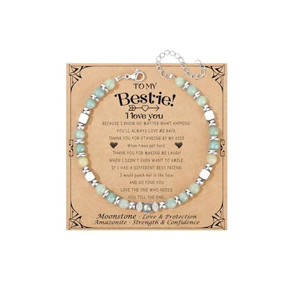 JoycuFF 𝗚𝗶𝗳𝘁𝘀 𝗳𝗼𝗿 𝗪𝗼𝗺𝗲𝗻 𝗠𝗼𝗼𝗻𝘀𝘁𝗼𝗻𝗲 𝗕𝗿𝗮𝗰𝗲𝗹𝗲𝘁 Amazonite Colorful Imperial Jasper Stainless Steel Beads Bracelets, Graduation Christmas Valentines Mothers Day Birthday Gifts - style: Bestie Gifts-Because I Know...-Amazonite