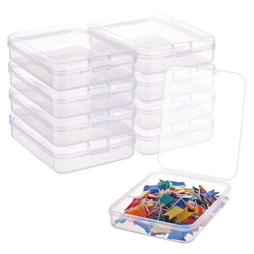 BENECREAT 10 Packs 3.7x4.7x1.1" Clear Rectangle Plastic Storage Box Bead Storage Containers with Lids for Cards, Clips and Other Craft Accessories - color: 3.7x4.7x1.1", size: Rectangle