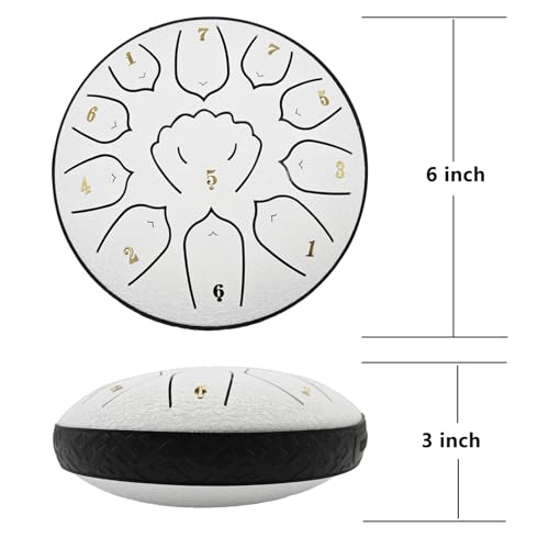 Rain Drum for Outside Garden, MIUYA 6 Inch 11 Notes Steel Tongue Drum for Adults, Beginner Percussion Instrument for Meditation Yoga, Cloud White - color: Cloud White