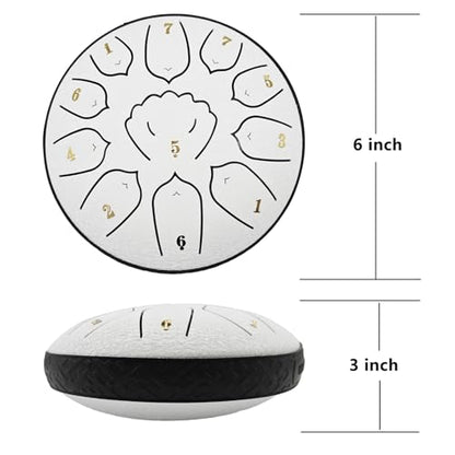 Rain Drum for Outside Garden, MIUYA 6 Inch 11 Notes Steel Tongue Drum for Adults, Beginner Percussion Instrument for Meditation Yoga, Cloud White - color: Cloud White