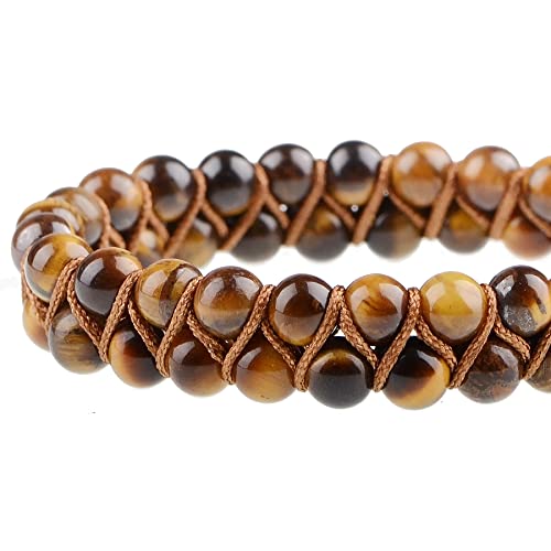 MASSIVE BEADS Double Layer Natural Chakra Healing Power Crystals Macrame Bracelet Yoga Stone Beads Gemstone Meditation Relax Anxiety Bangle for Unisex Women Men