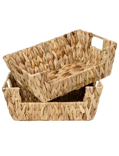 StorageWorks Wicker Basket for Pantry Organizers and Storage, Stackable Water Hyacinth Storage Baskets for Pantry Shelves, 2-Pack - color: Natural(Water Hyacinth), size: 13 ½"L x 10 ¾"W x 5"H