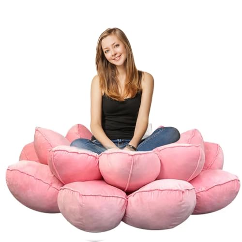 Pink Lotus Large Meditation Pillow Seating for Adults and Yoga Sitting,55inch Faux Velvet Fabric Ultra Thick Fill Plush Floor Pillow for Office Living Room(Pink,110cm/43inch)