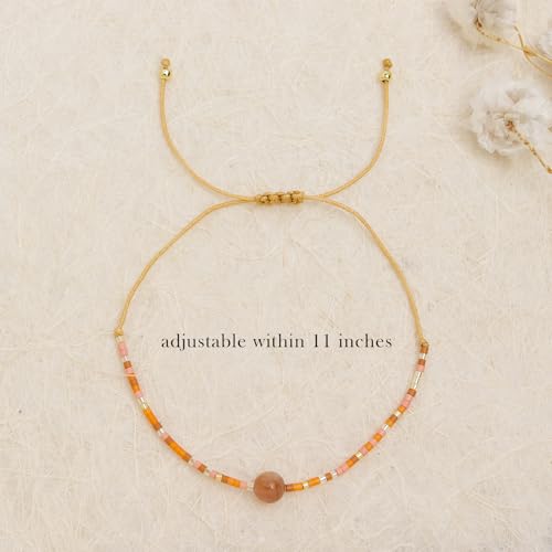 Healing Stone Colorful Beaded Bracelets for Women, Boho Adjustable Handmade Natural Stones Small Beads Friendship Outfit Accessories Jewelry Gift. - color: 0801K