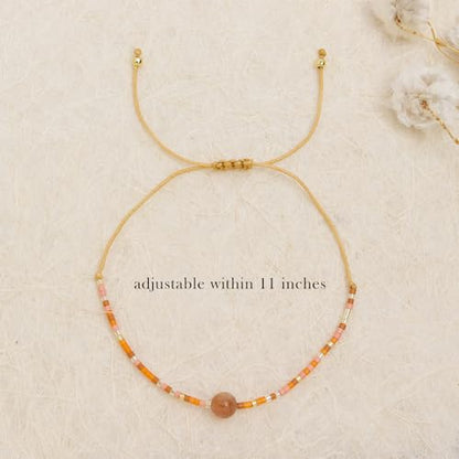 Healing Stone Colorful Beaded Bracelets for Women, Boho Adjustable Handmade Natural Stones Small Beads Friendship Outfit Accessories Jewelry Gift. - color: 0801K